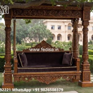Indoor Wood Carving Swing Design with Artistic Charm No-7629