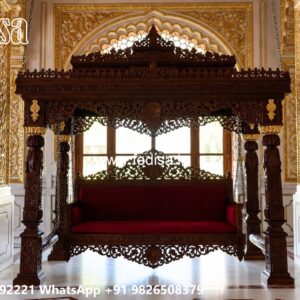 Royal Wood Carving Swing Design with Floral Artwork No-7637
