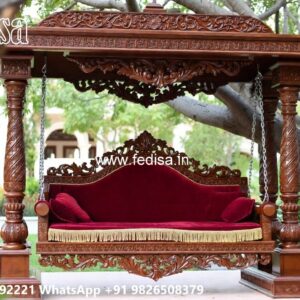 Wood Carving Swing Design with Decorative Hanging Chains No-7639