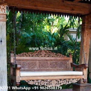 Artistic Wood Carving Swing Design with Wooden Heritage Style No-7642