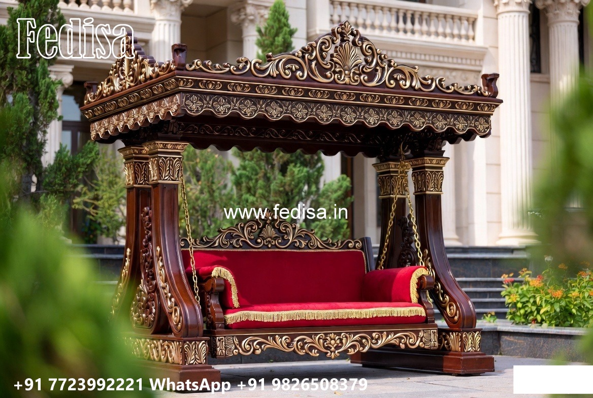 Traditional Wood Carving Swing Design with Elegant Details No-7645