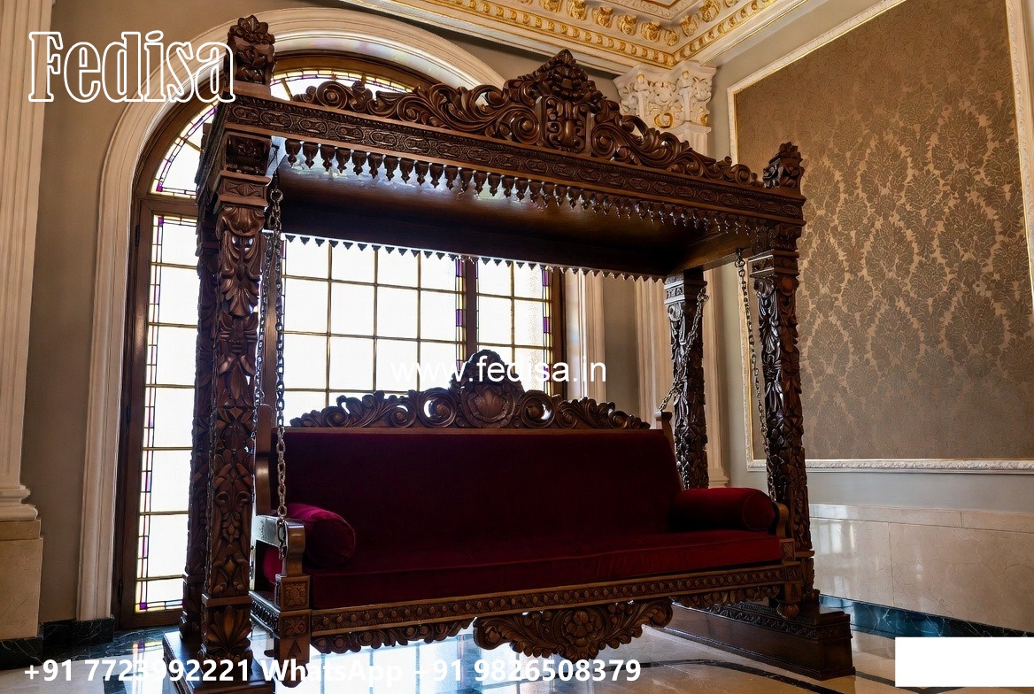 Handmade Wooden Swing Design with Royal Carving Style No-7654