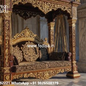 Elegant Wooden Swing Design with Brass Chain Decor No-7657