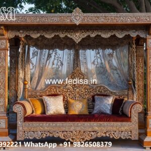 Solid Wood Swing Design with Artistic Hand Carving No-7661