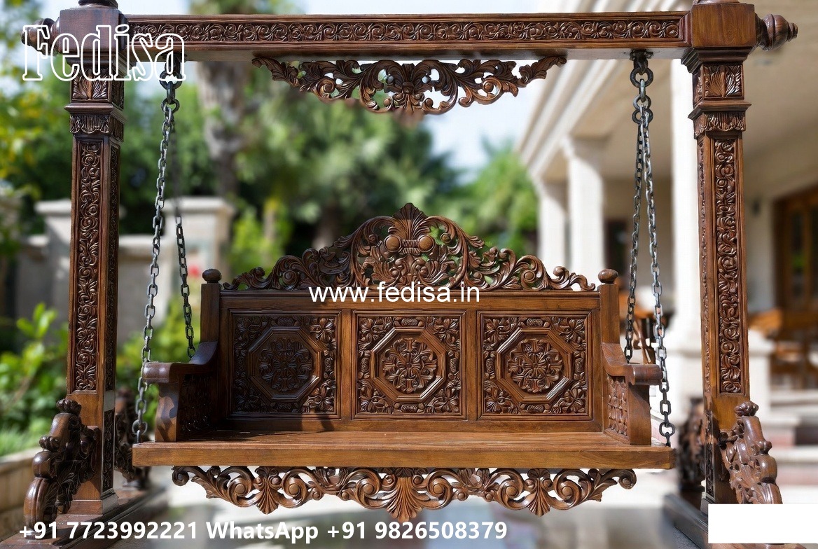 Wooden Swing Design with Decorative Cushion Arrangement No-7726