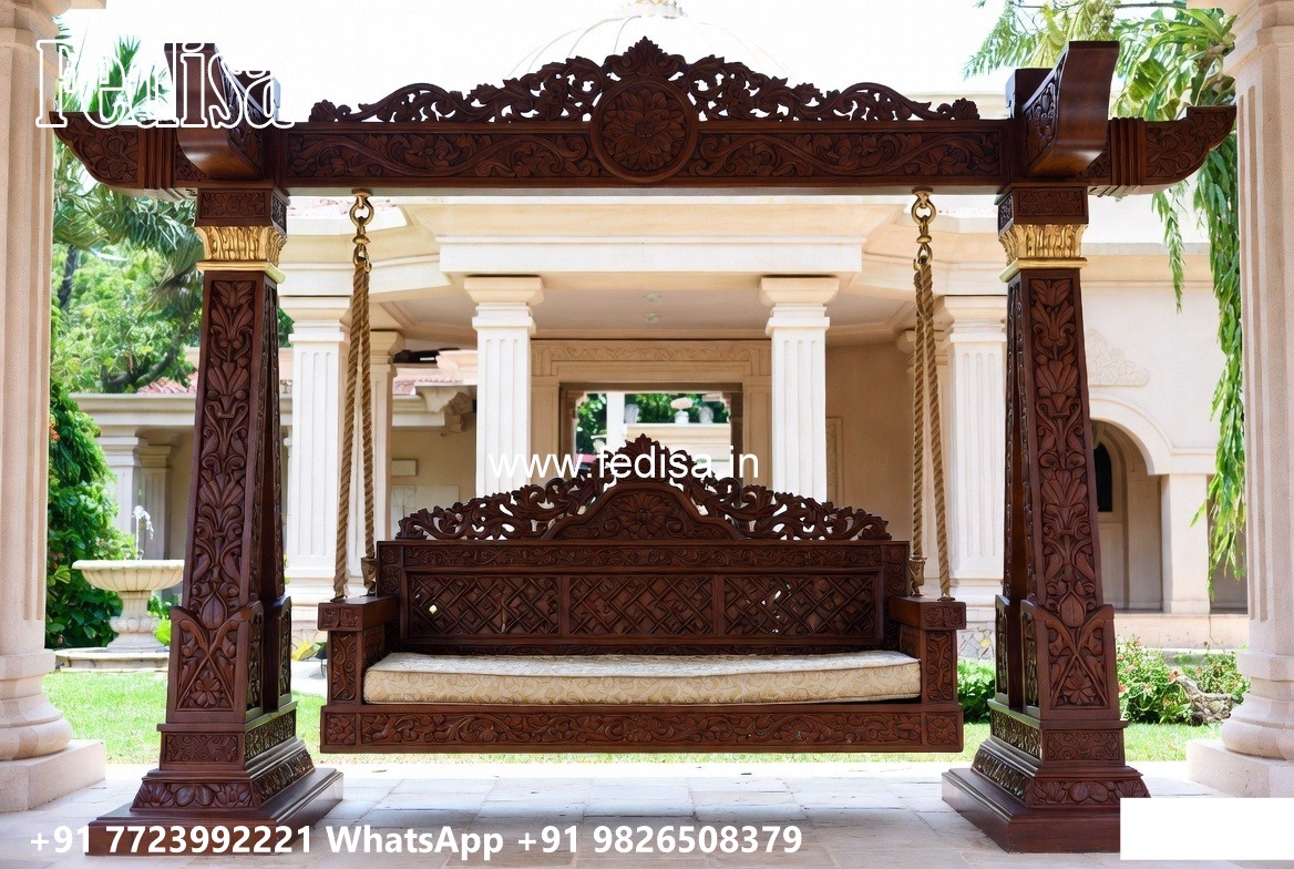 Handcrafted Wooden Swing Design with Royal Elegance No-7741
