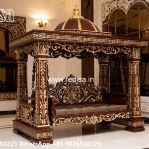 Wooden Jhula Wood Carving Swing Design for Indian Interiors No-8007