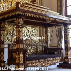 Elegant Wood Carving Swing Design with Handcrafted Details No-8010
