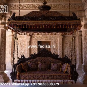 Wood Carving Swing Design with Decorative Wooden Artwork No-8014