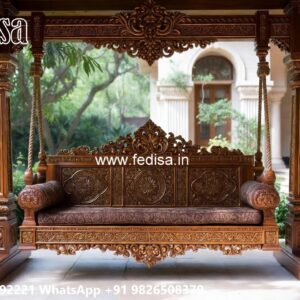 Elegant Wood Carving Swing Design for Family Relaxation No-8025
