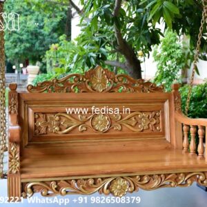 Premium Wood Carving Swing Design with Elegant Curves No-8033