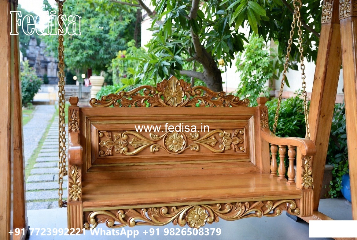 Premium Wood Carving Swing Design with Elegant Curves No-8033