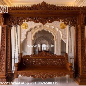 Elegant Wood Carving Swing Design with Royal Craftsmanship No-8038