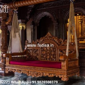 Wood Carving Swing Design with Rich Wooden Detailing No-8058