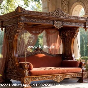 Stylish Wood Carving Swing Design for Modern Interiors No-8059