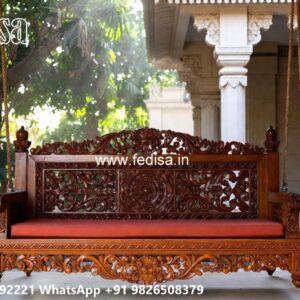 Handcrafted Wood Carving Swing Design for Elegant Hall Decor No-8061