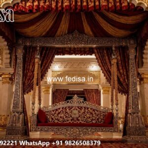 Wood Carving Swing Design with Floral Wooden Artwork No-8068