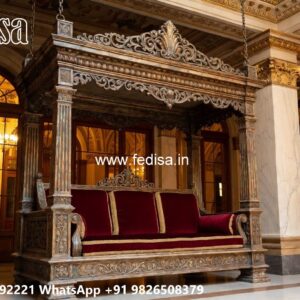 Artistic Wood Carving Swing Design for Sophisticated Decor No-8070