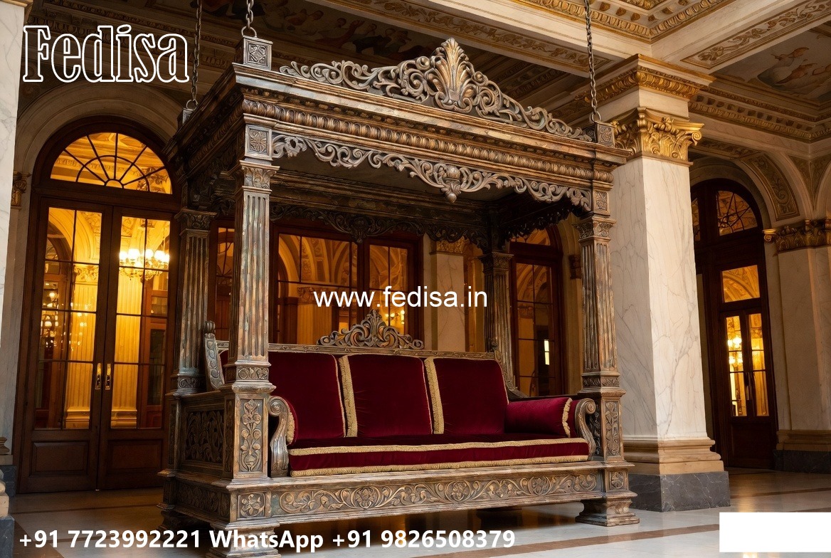 Artistic Wood Carving Swing Design for Sophisticated Decor No-8070