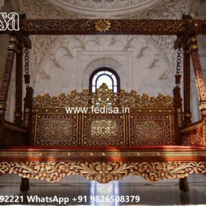Handcrafted Wood Carving Swing Design with Rich Texture No-8076