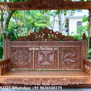 Indoor Wood Carving Swing Design with Artistic Charm No-8079