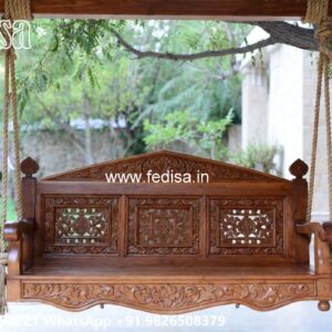 Royal Wood Carving Swing Design with Floral Artwork No-8087