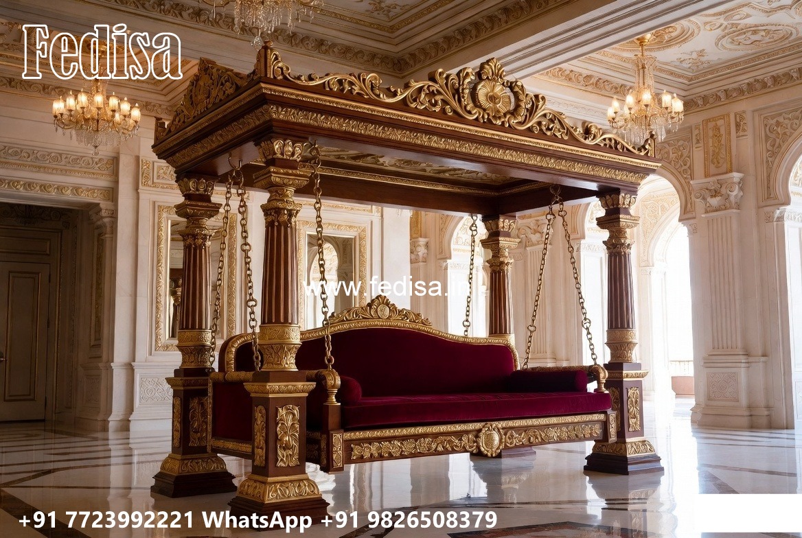 Wood Carving Swing Design with Decorative Hanging Chains No-8089
