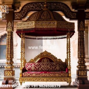 Traditional Wood Carving Swing Design with Elegant Details No-8095
