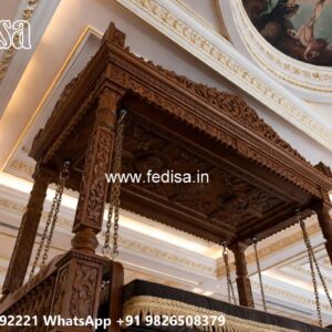 Indoor Luxury Wooden Swing Design with Soft Cushions No-8143