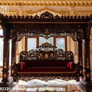 Wooden Swing Design with Handcrafted Royal Detailing No-8164