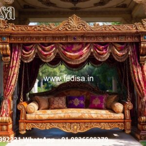 Wooden Swing Design with Decorative Cushion Arrangement No-8176