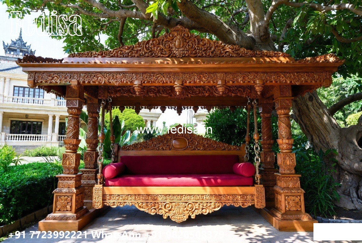 Wooden Swing Design with Designer Carving Artwork No-8194