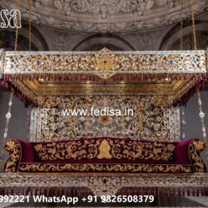 Wooden Jhula Wood Carving Swing Design for Indian Interiors No-8457