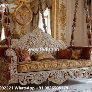 Traditional Wood Carving Swing Design with Floral Engraving No-8468