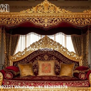 Wood Carving Swing Design with Comfortable Cushion Seating No-8474