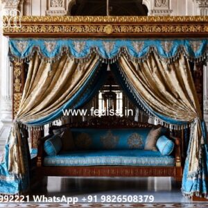 Royal Wood Carving Swing Design with Premium Upholstery No-8503