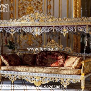 Wood Carving Swing Design with Floral Wooden Artwork No-8518