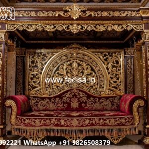 Elegant Wood Carving Swing Design with Decorative Cushions No-8523