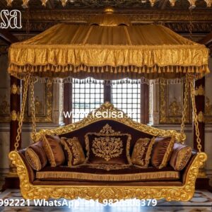 Handcrafted Wood Carving Swing Design with Rich Texture No-8526