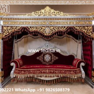 Elegant Wooden Swing Design with Brass Chain Decor No-8557