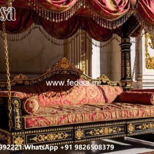 Wooden Swing Design with Floral Carving Patterns No-8576